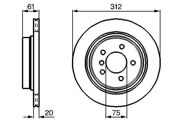 Disque de frein arrière gauche BOSCH ref. 0 986 478 763