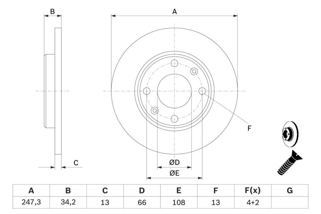 Disques de frein BOSCH ref. 0 986 479 B55
