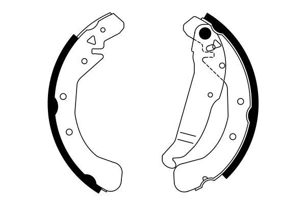 Jeu de 4 mâchoires de frein (Garniture de frein à tambour) BOSCH 0 986 487 554