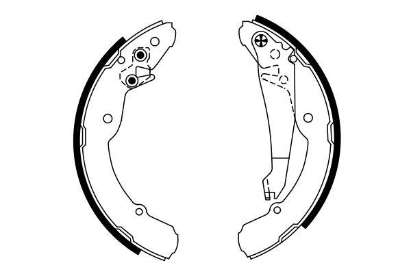 Jeu de 4 mâchoires de frein (Garniture de frein à tambour) BOSCH ref. 0 986 487 555