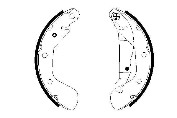 Jeu de 4 mâchoires de frein (Garniture de frein à tambour) BOSCH 0 986 487 614