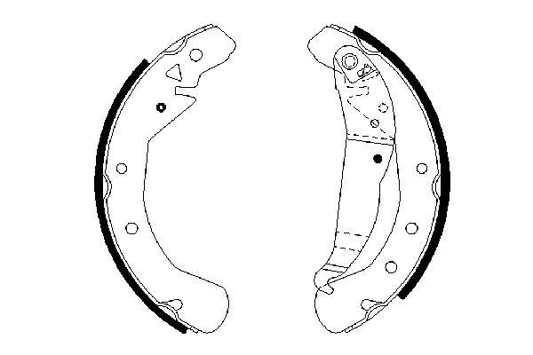 Jeu de 4 mâchoires de frein (Garniture de frein à tambour) BOSCH 0 986 487 658