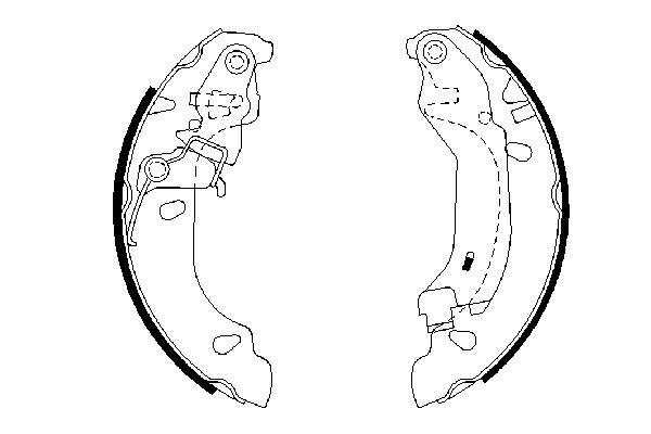 Jeu de 4 mâchoires de frein (Garniture de frein à tambour) BOSCH 0 986 487 669