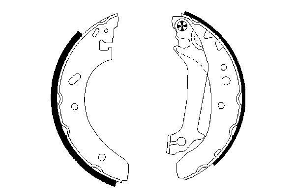 Jeu de 4 mâchoires de frein (Garniture de frein à tambour) BOSCH ref. 0 986 487 674