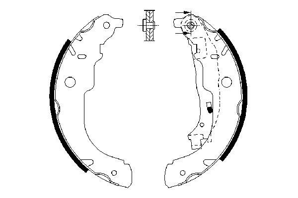 Jeu de 4 mâchoires de frein (Garniture de frein à tambour) BOSCH ref. 0 986 487 721