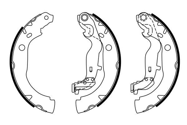 Jeu de 4 mâchoires de frein (Garniture de frein à tambour) BOSCH ref. 0 986 487 774