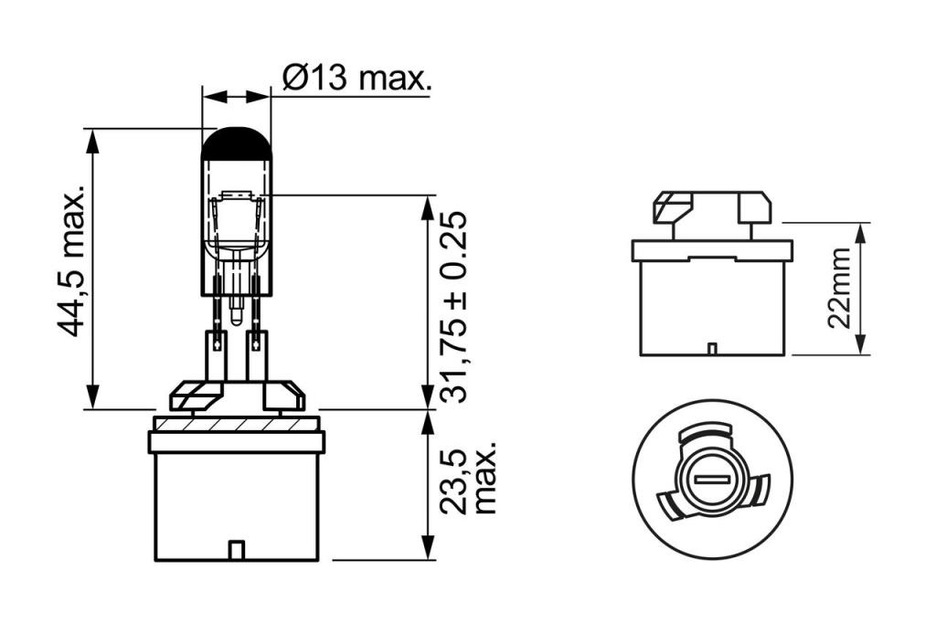 Ampoule BOSCH 1 ✕ H27W/1 - ref. 1 987 302 024