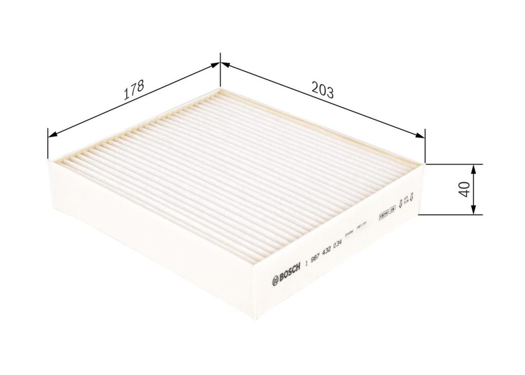 Filtre d'habitacle (Filtre à pollen) BOSCH M2034 - ref. 1 987 432 034