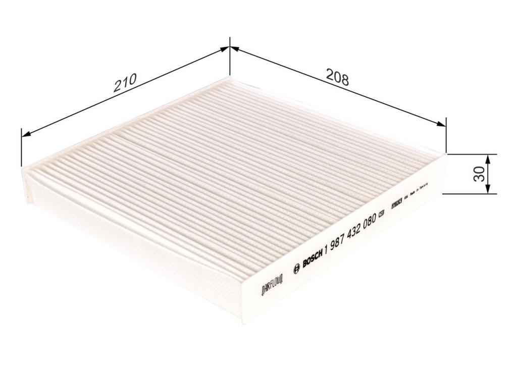 Filtre d'habitacle (Filtre à pollen) BOSCH M2080 - ref. 1 987 432 080
