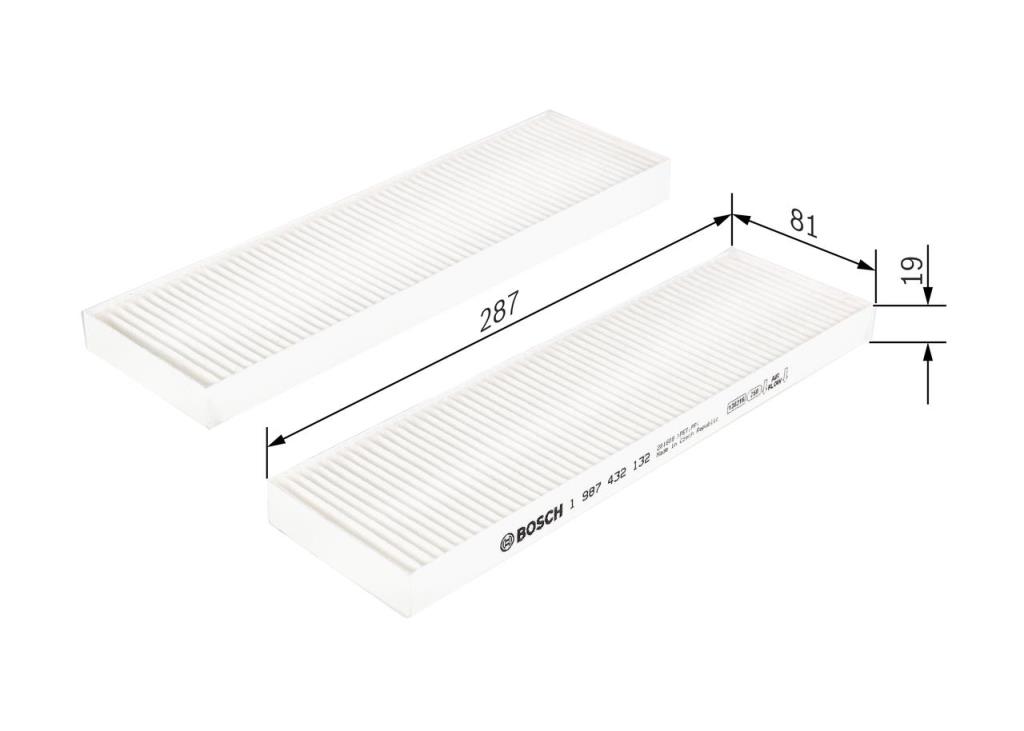 Filtre d'habitacle (Filtre à pollen) BOSCH M2132 - ref. 1 987 432 132
