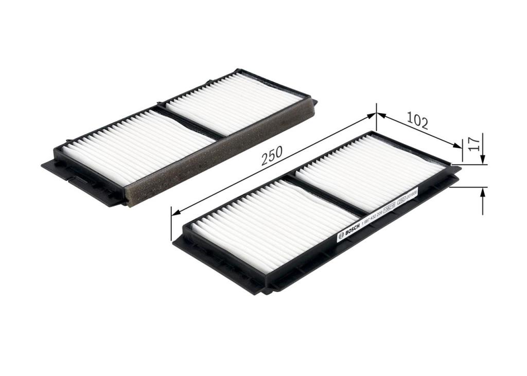 Filtre d'habitacle (Filtre à pollen) BOSCH M2209 - ref. 1 987 432 209