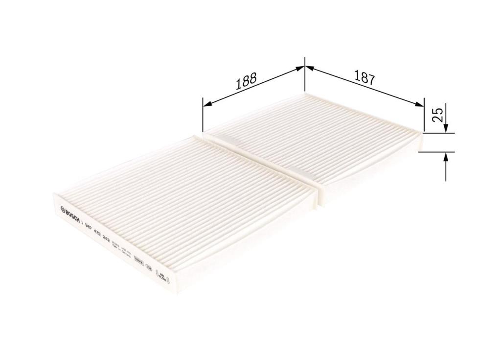 Filtre d'habitacle (Filtre à pollen) BOSCH M2242 - ref. 1 987 432 242