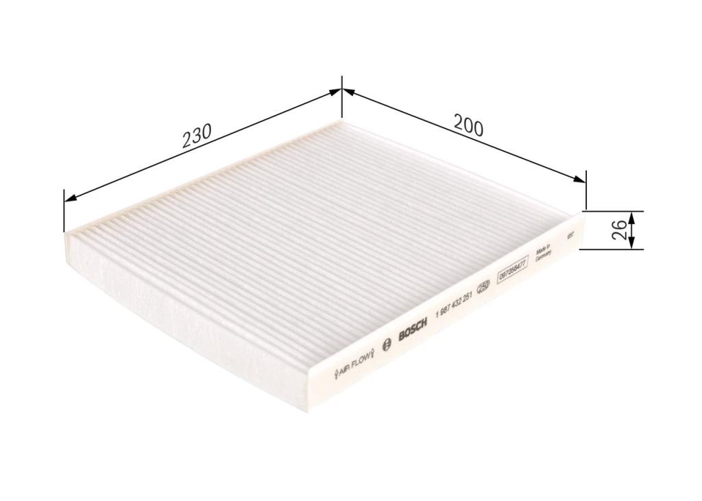 Filtro de habitáculo BOSCH M2251 - ref. 1 987 432 251