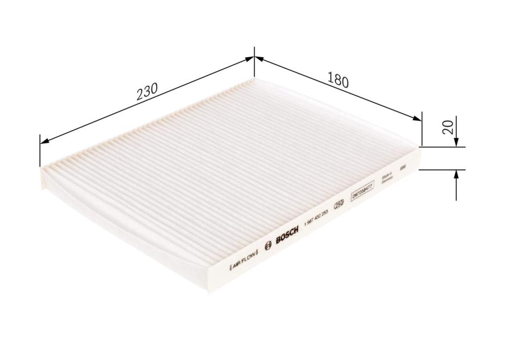 Filtre d'habitacle (Filtre à pollen) BOSCH M2253 - ref. 1 987 432 253