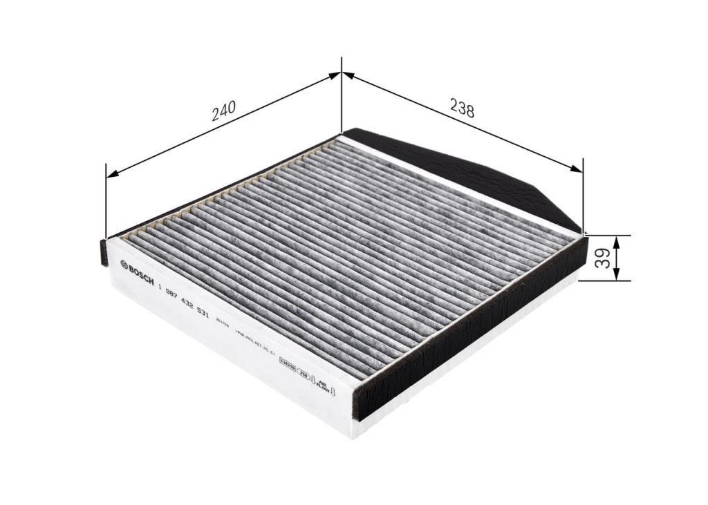Filtre d'habitacle (Filtre à pollen) BOSCH ref. 1 987 432 531