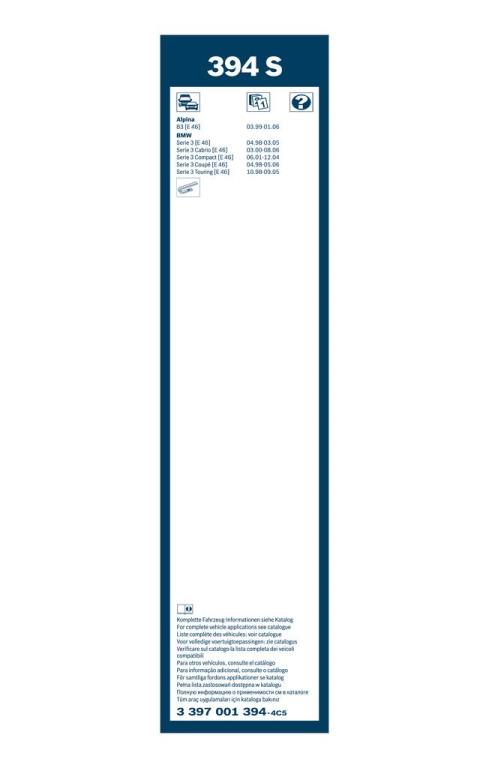 Balai d'essuie-glace (Essuie glace) BOSCH 394 S - ref. 3 397 001 394
