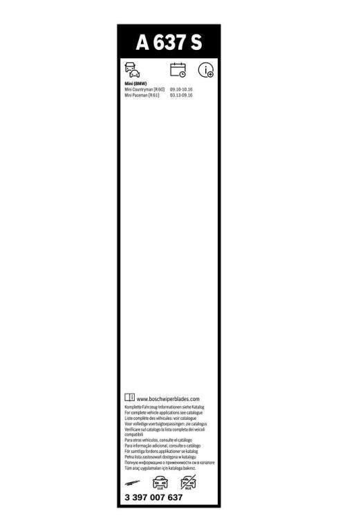 Balai d'essuie-glace (Essuie glace) BOSCH A 637 S - ref. 3 397 007 637