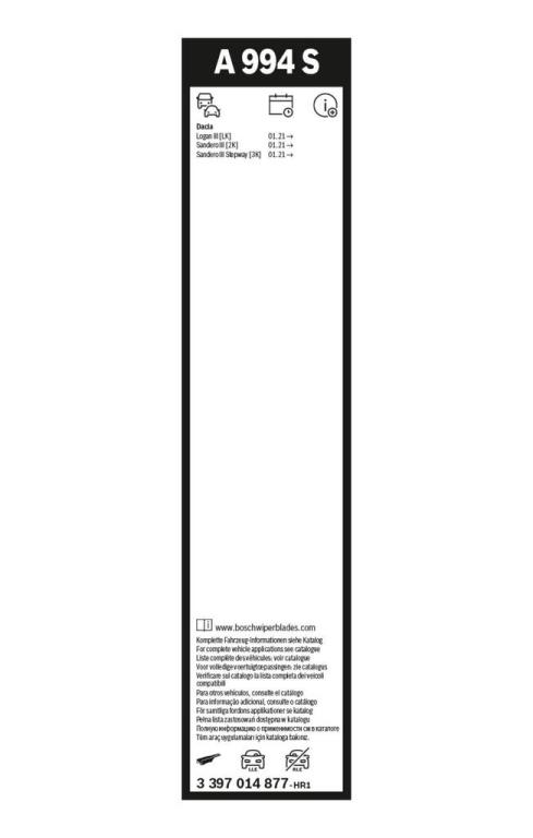 Balai d'essuie-glace (Essuie glace) BOSCH ref. 3 397 014 877