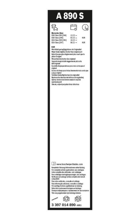Balai d'essuie-glace (Essuie glace) BOSCH ref. 3 397 014 890
