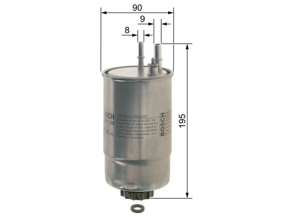 Filtre à carburant (Filtre à gasoil) BOSCH ref. F 026 402 206