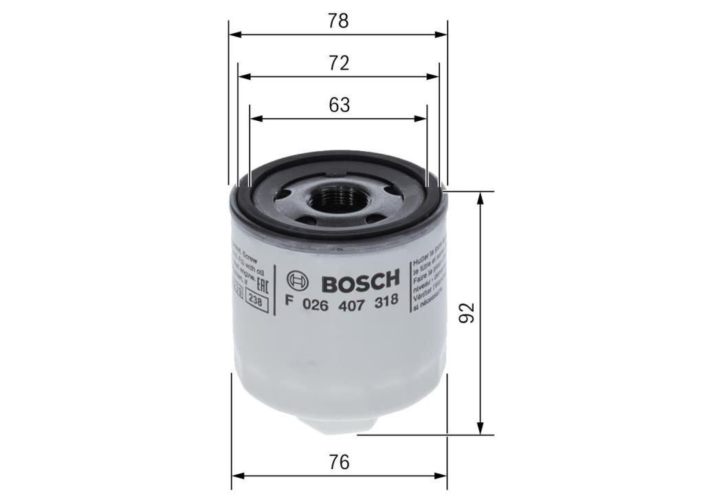 Filtre à huile BOSCH ref. F 026 407 318