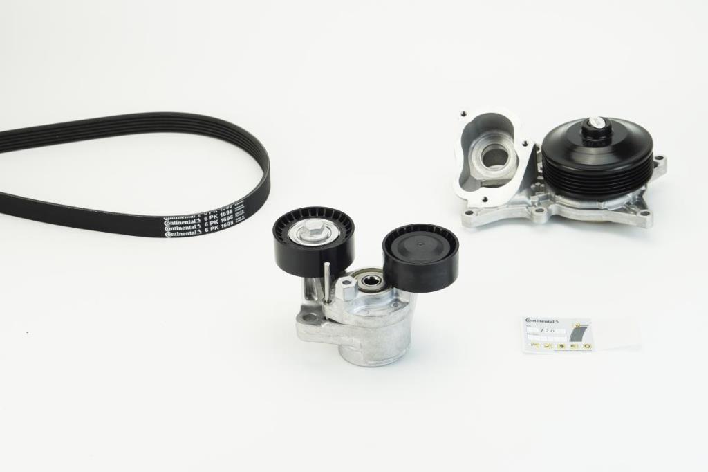 Pompe à eau+Jeu de courroie trapézoïdale à nervures (Pompe à eau et courroie accessoires) CONTITECH ref. 6PK1698WP2