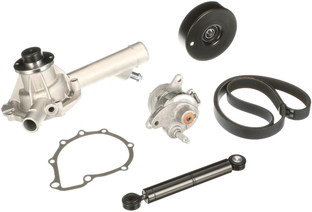 Pompe à eau+Jeu de courroie trapézoïdale à nervures (Pompe à eau et courroie accessoires) GATES ref. KP16PK2153