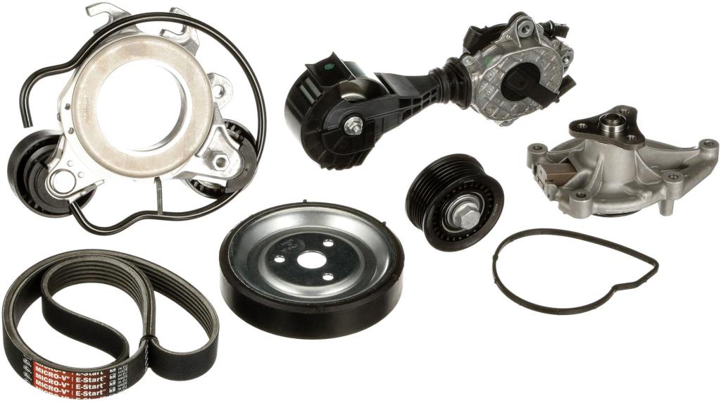 Pompe à eau+Jeu de courroie trapézoïdale à nervures (Pompe à eau et courroie accessoires) GATES KP16PK797EST