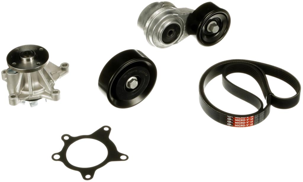 Pompe à eau+Jeu de courroie trapézoïdale à nervures (Pompe à eau et courroie accessoires) GATES KP96PK2138