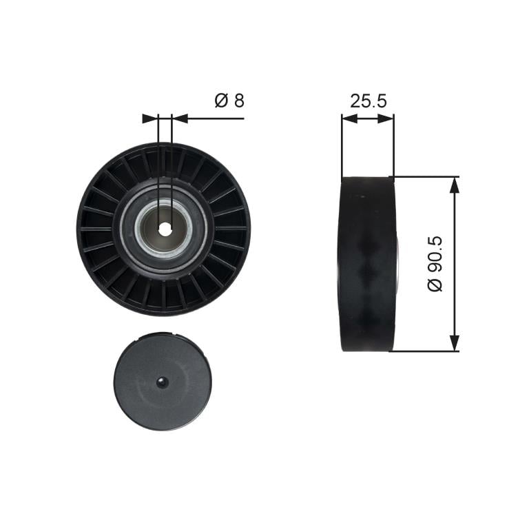 Galet enrouleur de courroie d'accessoire GATES ref. T36005