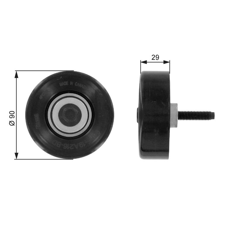 Galet enrouleur de courroie d'accessoire GATES ref. T36089