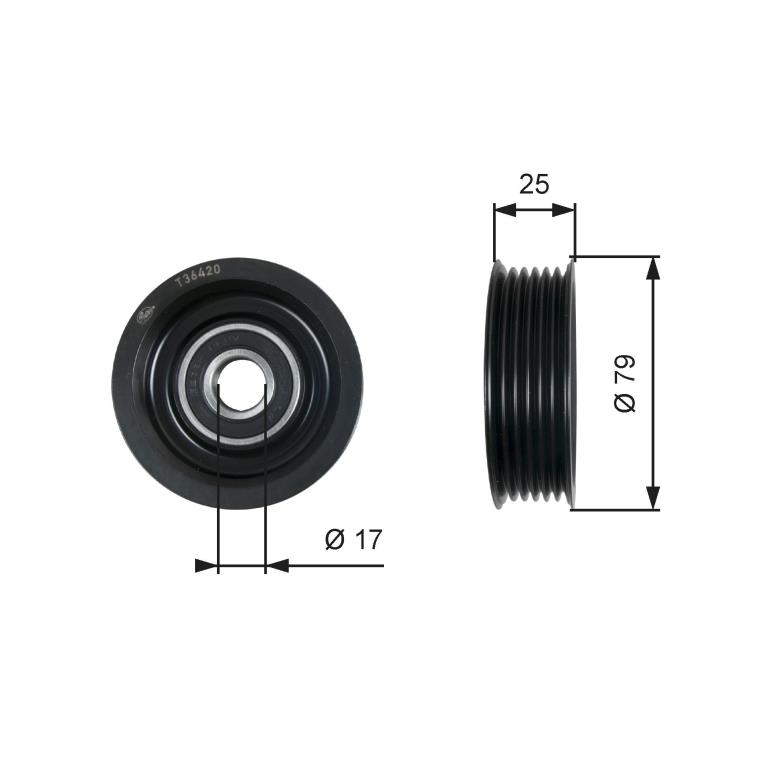 Galet enrouleur de courroie d'accessoire GATES ref. T36420