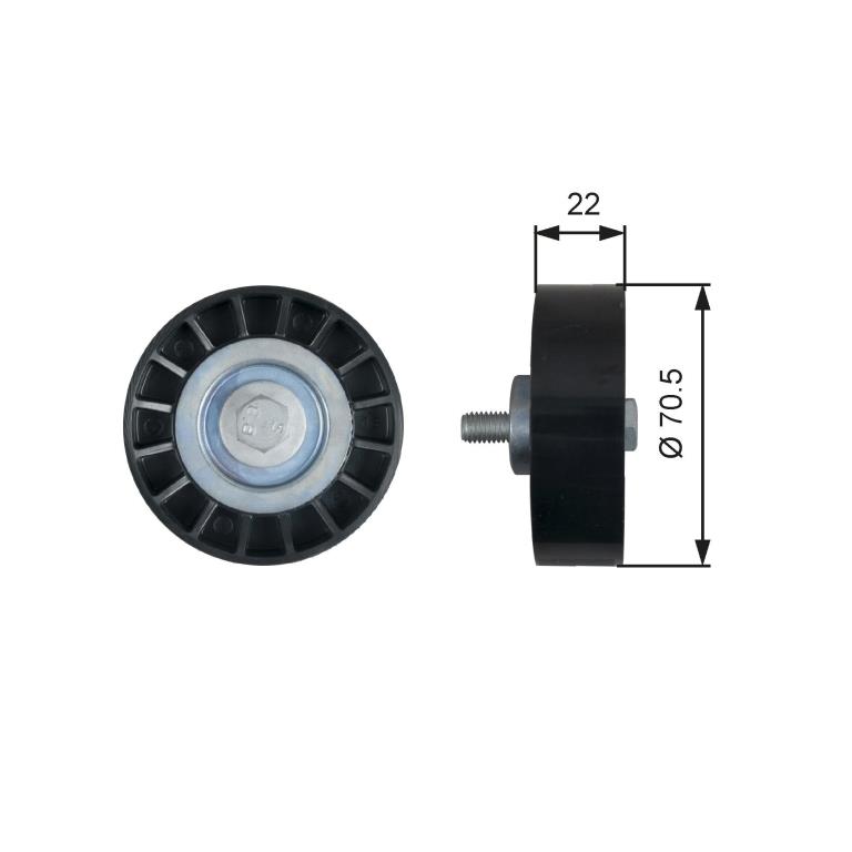 Galet Enrouleur De Courroie Gates T36084 - Poulie Renvoi Accessoire - Compatible Renault, Espace, Trafic