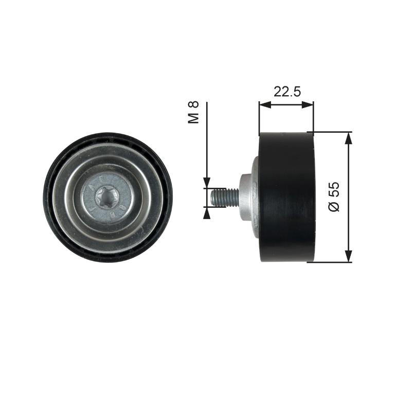 Galet enrouleur de courroie d'accessoire GATES ref. T36767