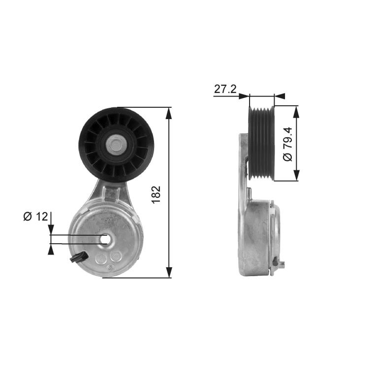 Rolo tensor da correia trapezoidal estriada GATES ref. T38104