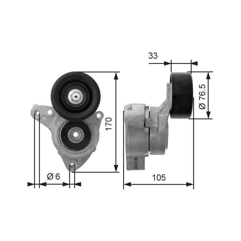 Rolo tensor da correia trapezoidal estriada GATES ref. T38421