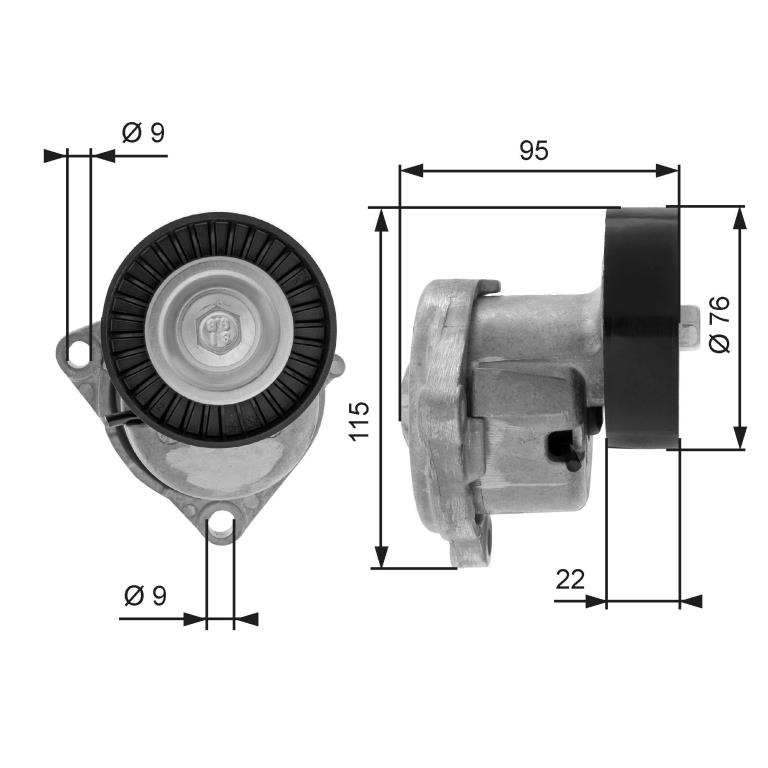 Rolo tensor da correia trapezoidal estriada GATES ref. T38448
