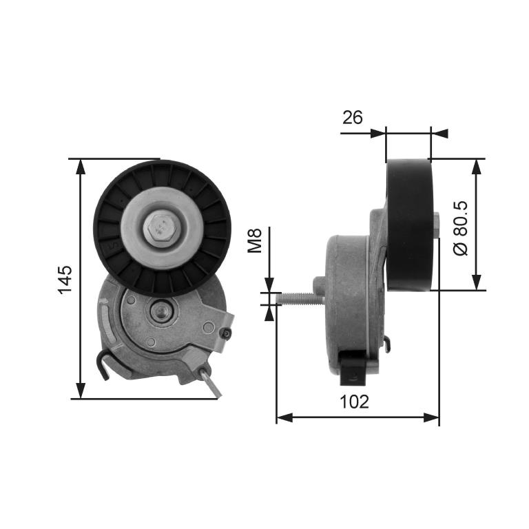 Rolo tensor da correia trapezoidal estriada GATES ref. T38473