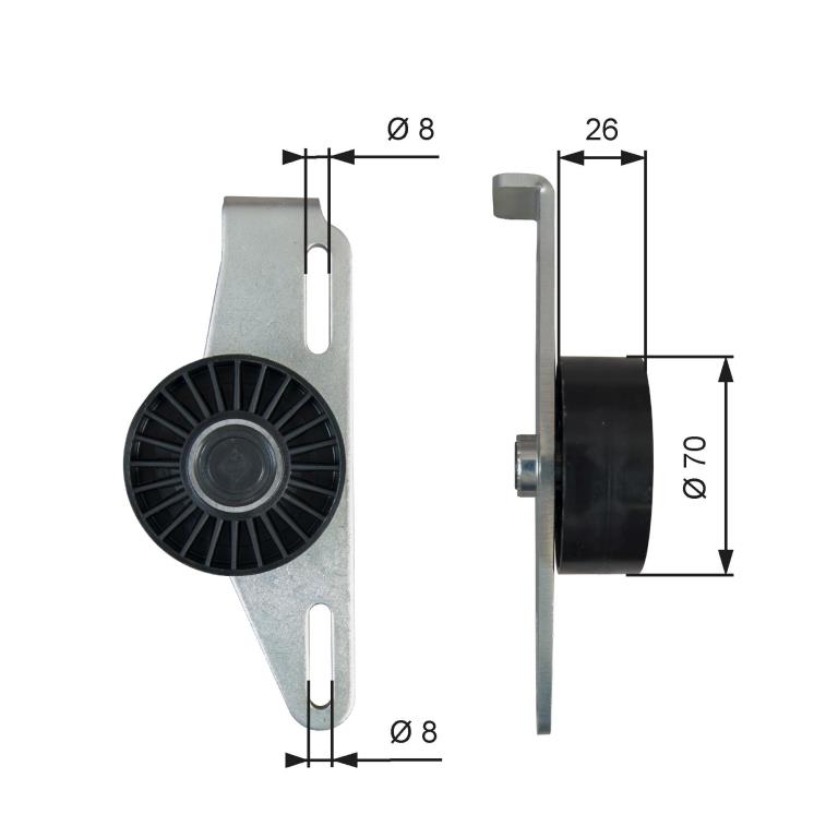 Rolo tensor da correia trapezoidal estriada GATES ref. T39393