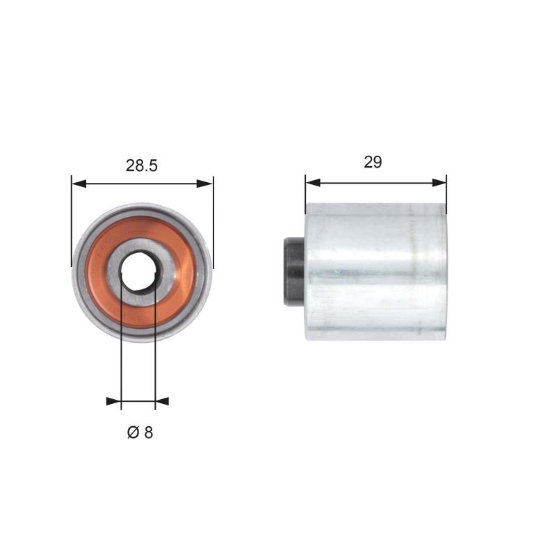 Galet enrouleur de courroie de distribution GATES ref. T42148