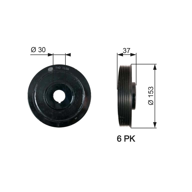 Poulie damper (Poulie de vilebrequin) GATES TVD1006