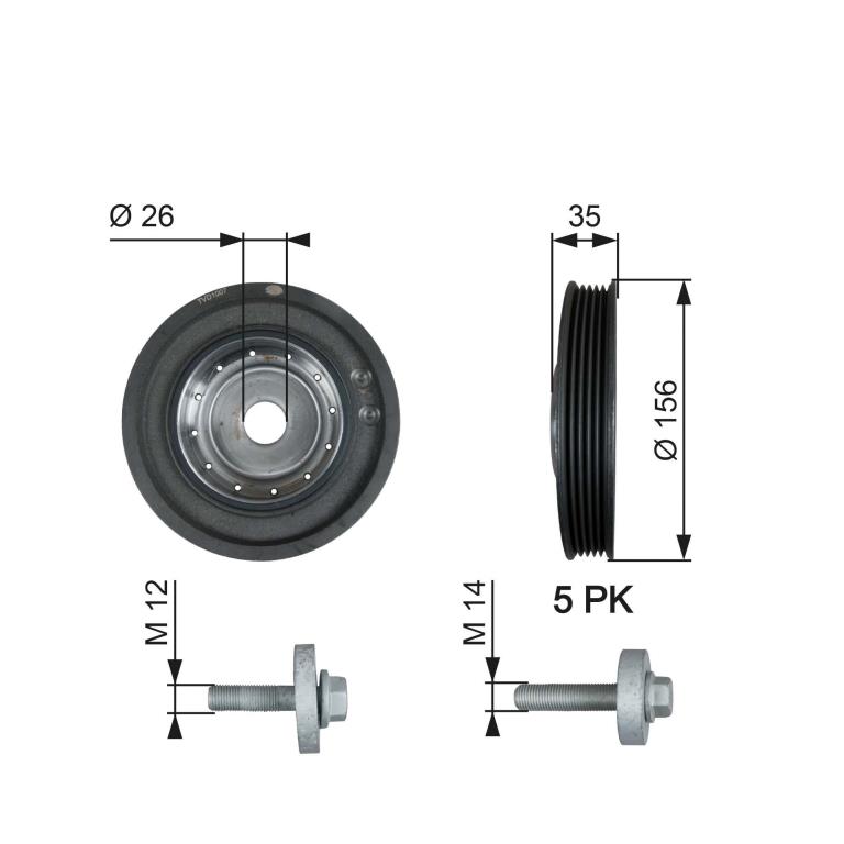 Poulie damper (Poulie de vilebrequin) GATES ref. TVD1007A
