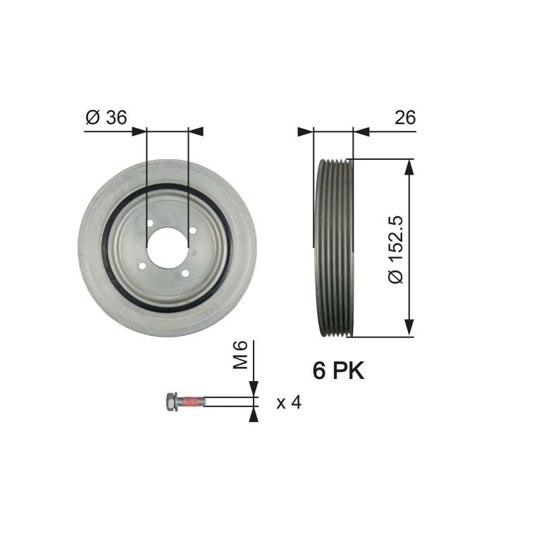 Poulie damper (Poulie de vilebrequin) GATES TVD1011A