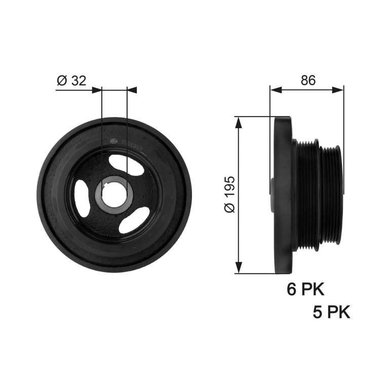 Poulie damper (Poulie de vilebrequin) GATES TVD1019