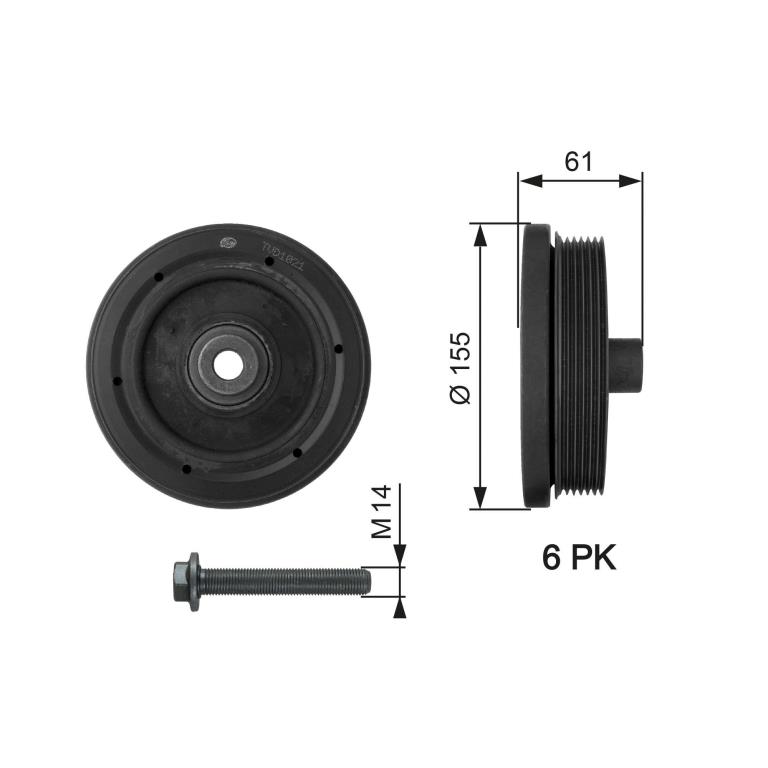 Poulie damper (Poulie de vilebrequin) GATES TVD1021A
