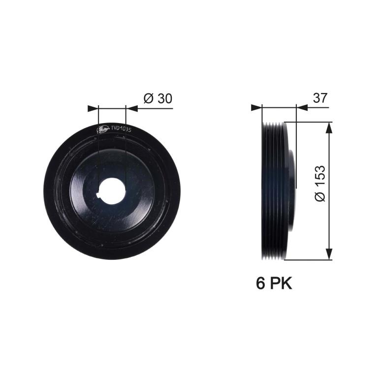 Poulie damper (Poulie de vilebrequin) GATES TVD1035