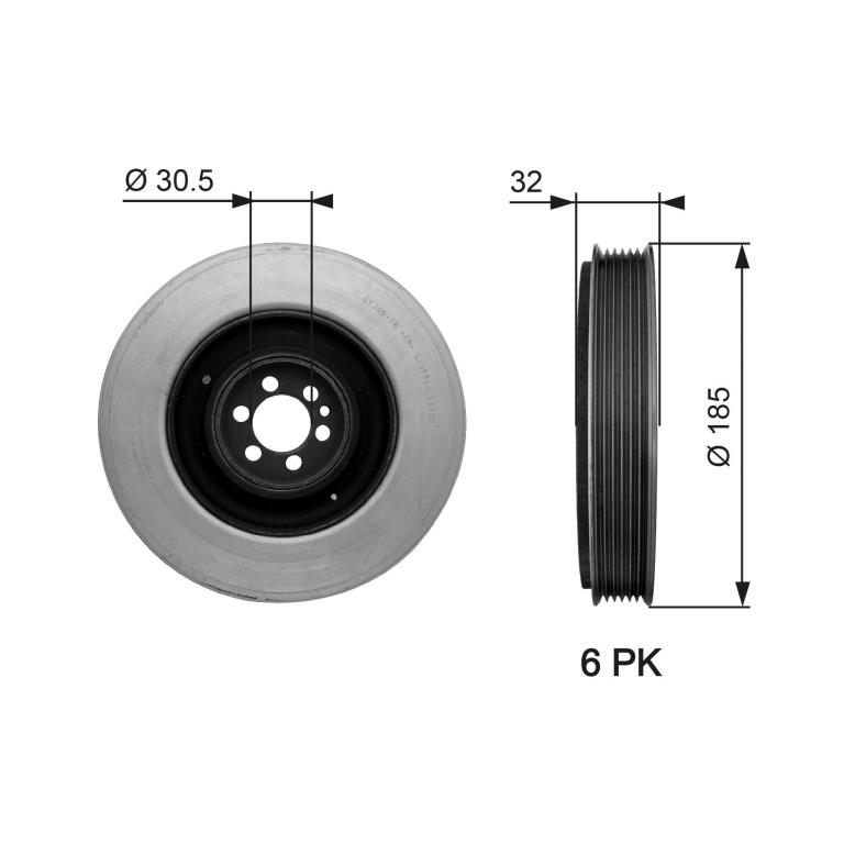 Poulie damper (Poulie de vilebrequin) GATES ref. TVD1042