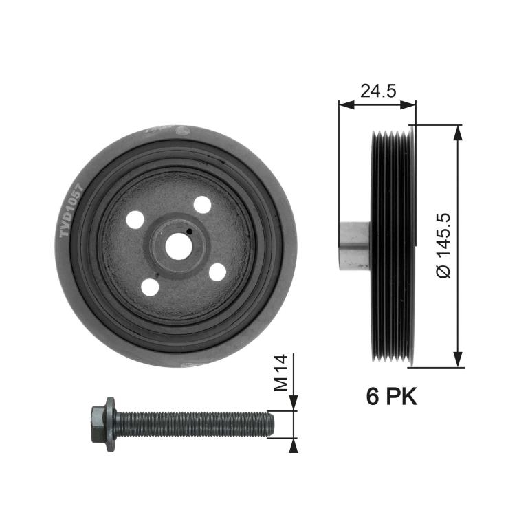 Poulie damper (Poulie de vilebrequin) GATES ref. TVD1057A