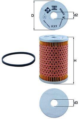 Filtre à carburant (Filtre à gasoil) KNECHT FILTER ref. KX 9D