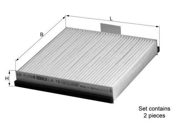 Filtre d'habitacle (Filtre à pollen) KNECHT FILTER 76418420 - ref. LA 76/S